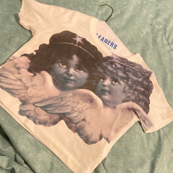 Fiorucci Tops - FIORUCCI ENLARGED ANGELS BABY T-SHIRT WHITE